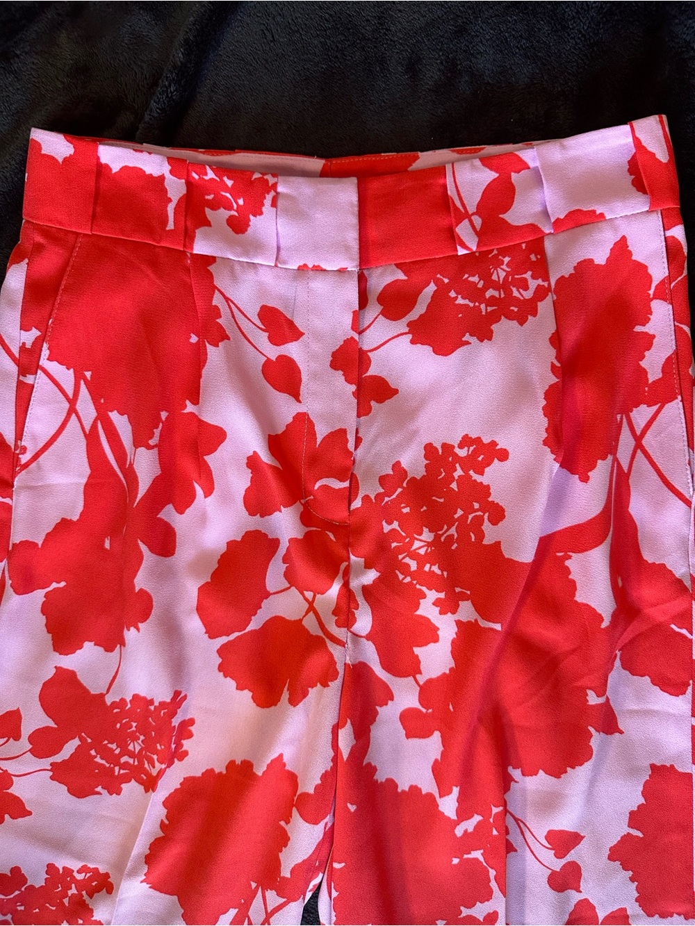 Halogen x Atlantic-Pacific Floral Wide Leg Pants Pink Red High Rise Size 4 - Picture 5 of 13